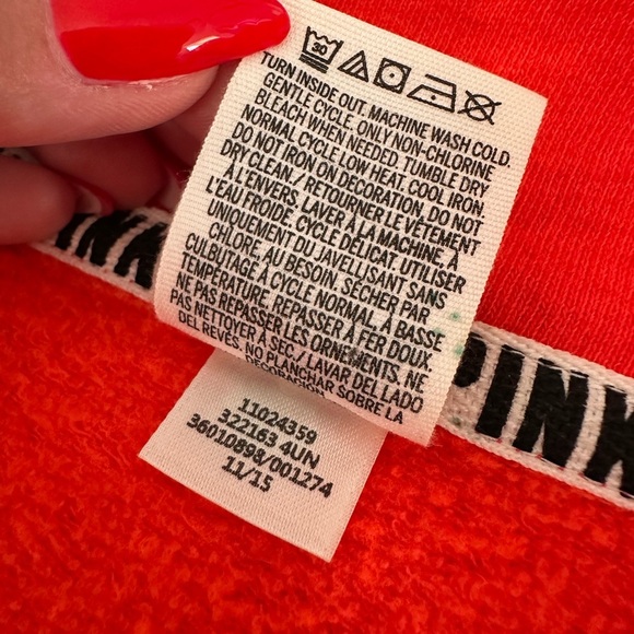 Victoria’s Secret PINK Y2K Orange Quarter Zip Oversized Crewneck Sweatshirt - Picture 3 of 8